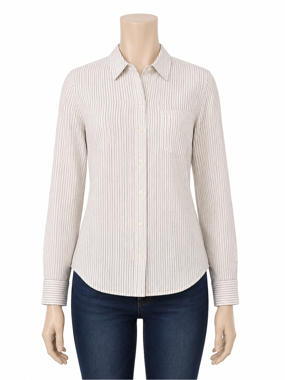 UNTUCKit Women’s Angelen Button Down Long Sleeve Blue Pin stripe Shirt Sz 0 NWT